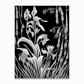 Harebell Wildflower Linocut 2 Canvas Print