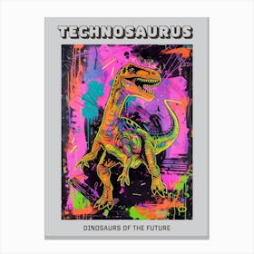 Cyber Futuristic Dinosaur Illustration 3 Poster Canvas Print