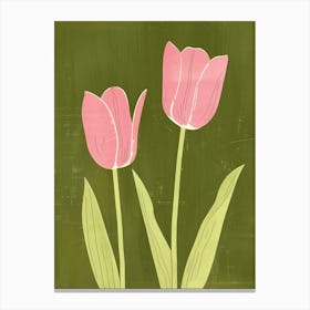 Pink & Green Tulip 3 Canvas Print