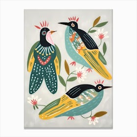 Folk Style Bird Painting Green Heron 1 Canvas Print