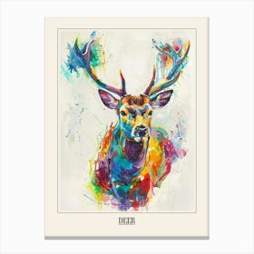 Deer Colourful Watercolour 1 Poster Canvas Print
