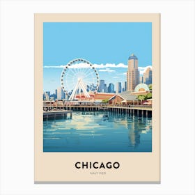 Navy Pier 4 Chicago Travel Poster Canvas Print