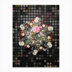 Vintage Pink Agatha Rose Flower Wreath on Dot Bokeh Pattern n.0139 Canvas Print