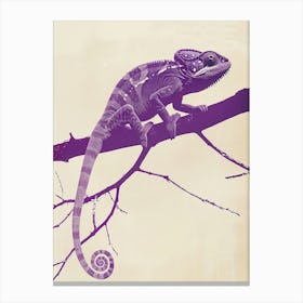 Purple Chameleon Panther Chameleon Block Print 5 Canvas Print