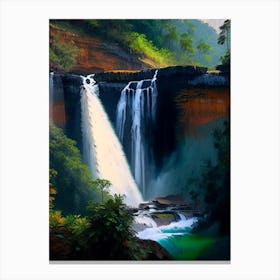 Nohsngithiang Falls, India Nat Viga Style (1) Canvas Print