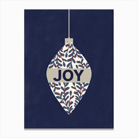 Joy Navy Christmas Ornament Canvas Print