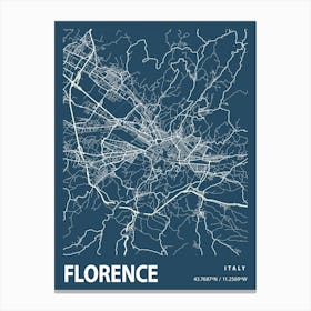 Florence Blueprint City Map 1 Canvas Print