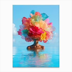 "Surreal Floral Poolside Scene' Canvas Print