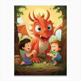 Peaceful Dragon And Kids 6 Canvas Print