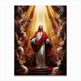 Jesus Christ With Angels Painting Canvas Print