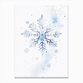 Delicate, Snowflakes, Minimalist Watercolour 2 Canvas Print