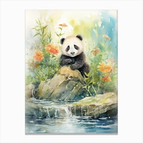 Panda Art Painting Watercolour 2 Canvas Print