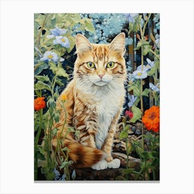 Cat In Floral Medieval Monestary 3 Canvas Print