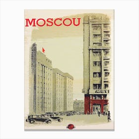 Moscow Downtown, Vintage Travel Poster Canvas Print