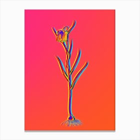 Neon Chess Flower Botanical in Hot Pink and Electric Blue Canvas Print
