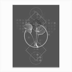 Vintage Cardwell Lily Botanical with Line Motif and Dot Pattern in Ghost Gray n.0240 Canvas Print