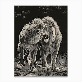 Barbary Lion Relief Illustration Family 1 Canvas Print