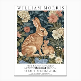 William Morris Print Rabbit Bunny Portrait Valentines Mothers Day Gift Spring Canvas Print