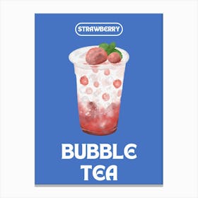 Strawberry Bubble Tea Kitchen Illustration Canvas Print