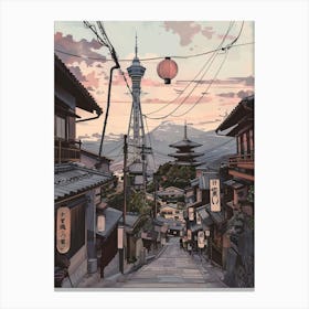Osaka Japan 3 Retro Illustration Canvas Print