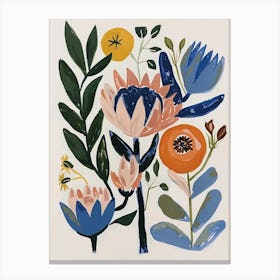 Painted Florals Protea 3 Canvas Print
