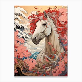 Horse Animal Drawing In The Style Of Ukiyo E 1 Canvas Print