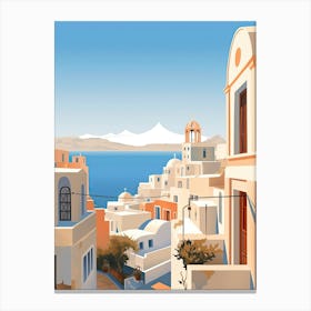 Santorini, Greece, Graphic Illustration 2 Canvas Print