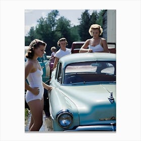 50's Era Community Car Wash Reimagined - Hall-O-Gram Creations 4 Canvas Print