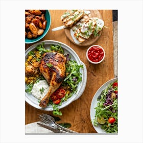 Crisp Were Dinner Focused Banner Featuring The Epicures Heavenly Harvest Spread An Overhead Shot (2) Canvas Print