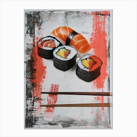 Sushi Mixed Media Collage 4 Canvas Print