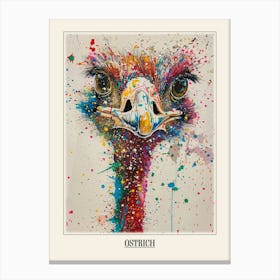Ostrich Colourful Watercolour 4 Poster Canvas Print