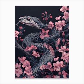 Snake In Blossoms Canvas Print