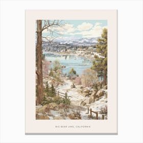 Vintage Winter Poster Big Bear Lake California 2 Canvas Print