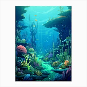 Underwater Landscape Pixel Art 4 Canvas Print
