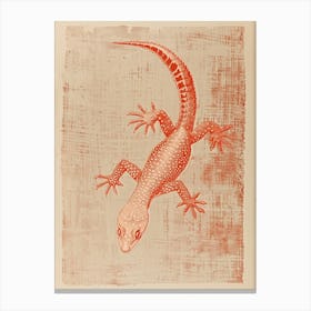 Coral Gecko Blockprint 3 Canvas Print