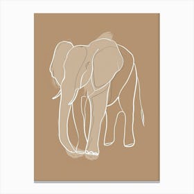 Elephant Drawing - Boho, Line Art 2 Canvas Print