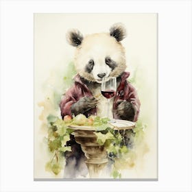 Panda Art Scuba Diving Watercolour 4 Canvas Print