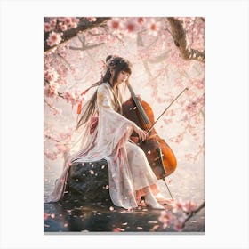 Asian Girl Playing Cello Canvas Print