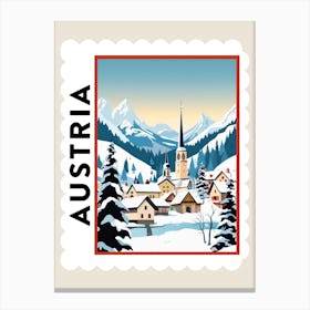 Retro Winter Stamp Poster Hallstatt Austria 1 Canvas Print