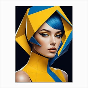 Geometric Woman Portrait Pop Art Fashion Yellow (23) Canvas Print
