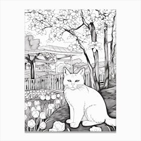 Descanso Gardens, Usa, Cats Line Art 2 Canvas Print