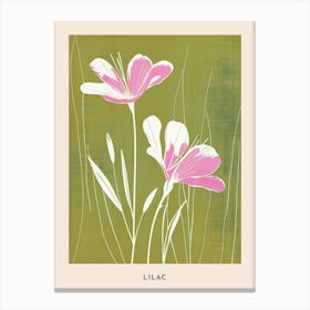 Pink & Green Lilac 3 Flower Poster Canvas Print