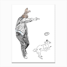 Rabbit With Frisbee Canvas Print