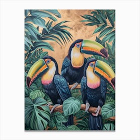 Toucans Kitsch Brushstrokes 1 Canvas Print