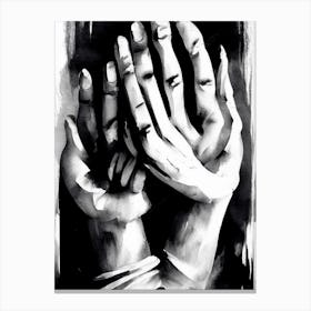 Blessing Hands 1 Symbol Black And White Painting Canvas Print
