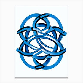 Celtic Knot Symbol 1 Blue And White Line Drawing Canvas Print
