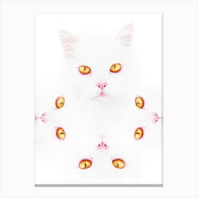 Cat Gaze. White Cat With Yellow Eyes And Pink Nose. Canvas Print