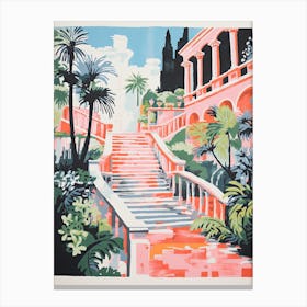 Villa Deste Gardens Abstract Riso Style 2 Canvas Print