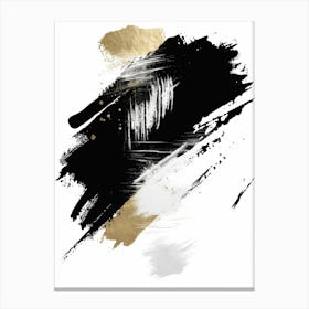 Black And Gold Brush Strokes Canvas Print