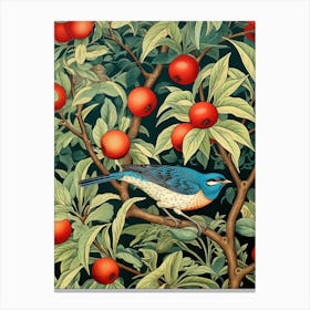 Blue Bird In Apple Tree Canvas Print